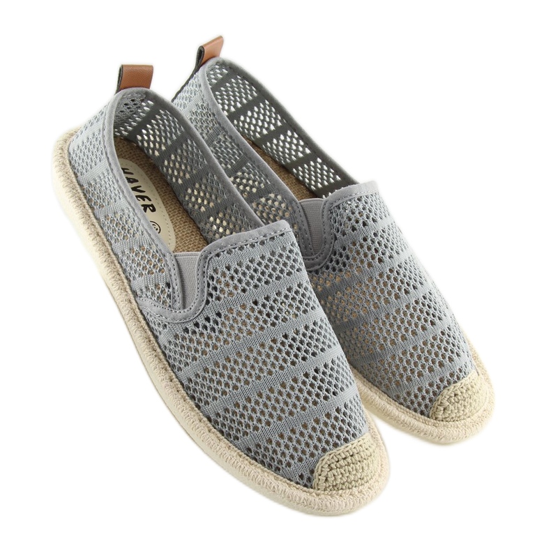 Graue Mesh-Espadrilles F01B Grau 2