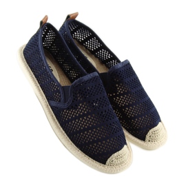 F01B Marineblaue Mesh-Espadrilles navy blau 2
