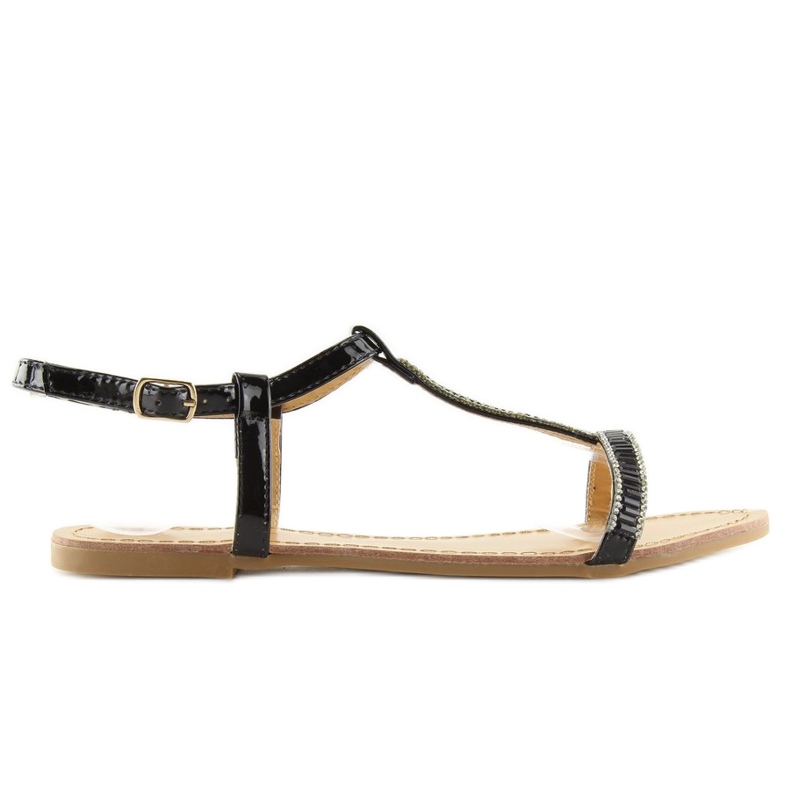 Sandalen mit schwarzen Zirkonias SY644 schwarz 2