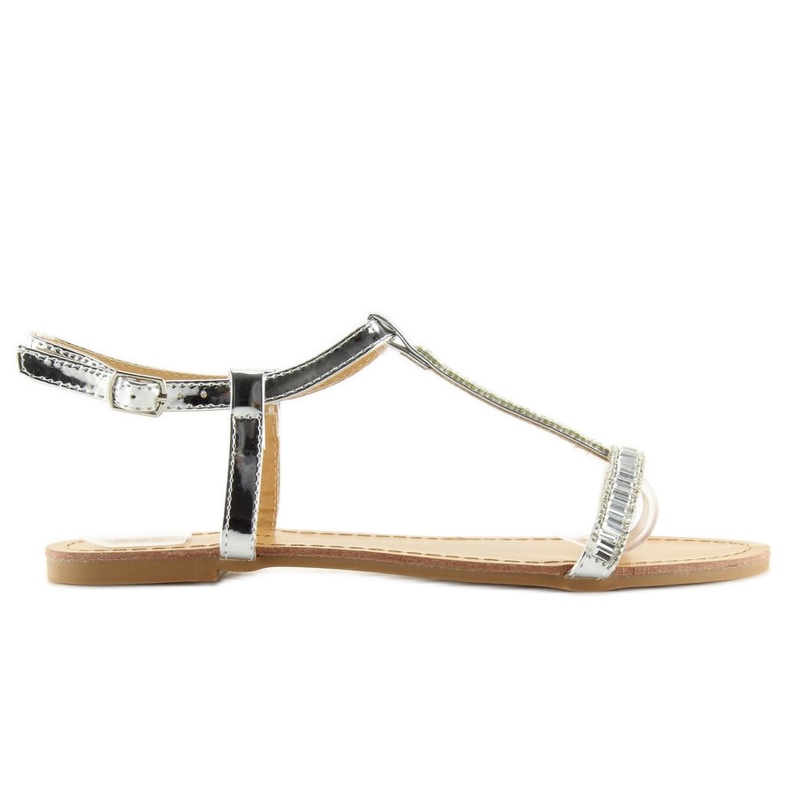 Silberne Sandalen mit Zirkonia SY644 Silber grau 2