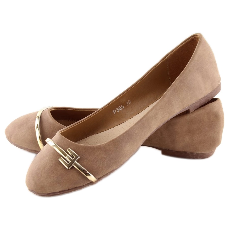 Braune Damenballerinas P305 Khaki 2