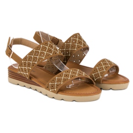 Primavera Durchbrochene flache Sandalen braun 2