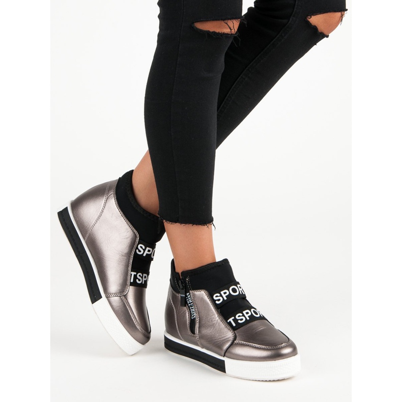 Graphite Sneakers mit Reißverschluss braun grau 2