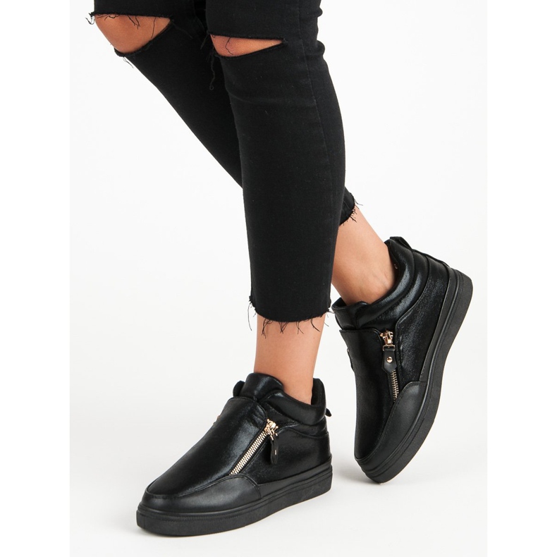 Lgm Schwarze Turnschuhe mit Reißverschluss 2