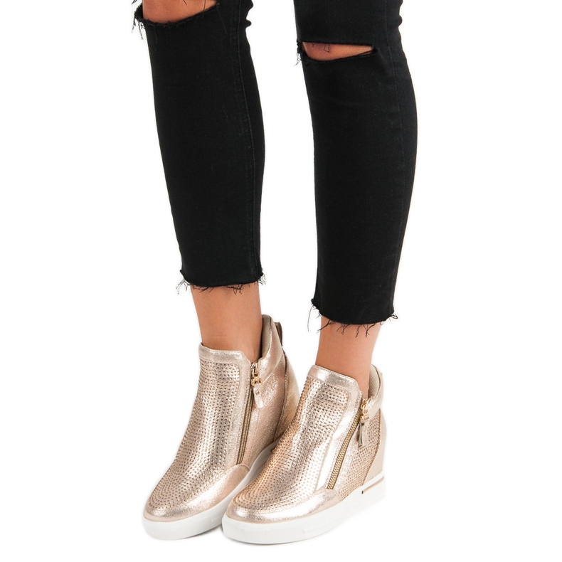 Turnschuhe mit Reißverschluss gelb 2