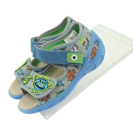 Sandalen Ledereinsatz Befado 433P blau orange grau 4