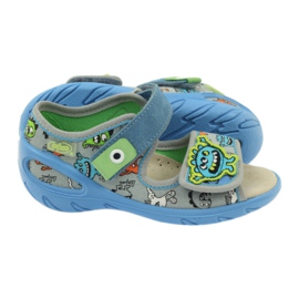 Sandalen Ledereinsatz Befado 433P blau orange grau 3