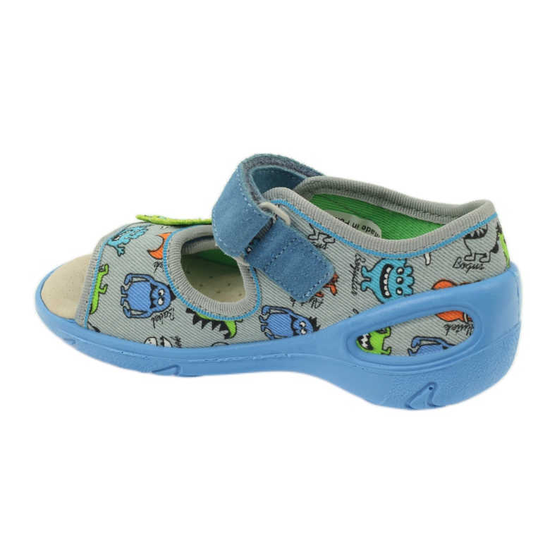 Sandalen Ledereinsatz Befado 433P blau orange grau 2