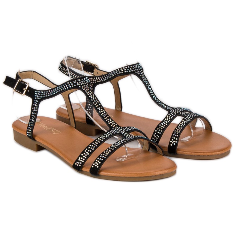 Schwarze flache Sandalen 1