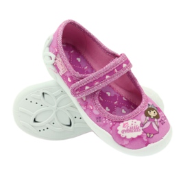 Befado Kinderschuhe Ballerinas Hausschuhe 114x306 weiß rosa 3
