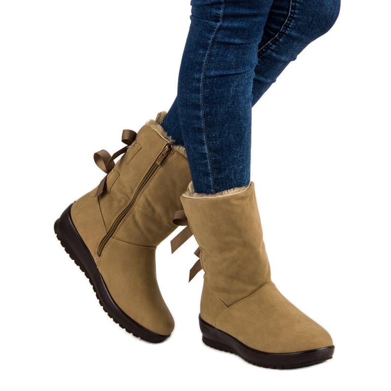 Warme Schneestiefel mit Reißverschluss grün 2