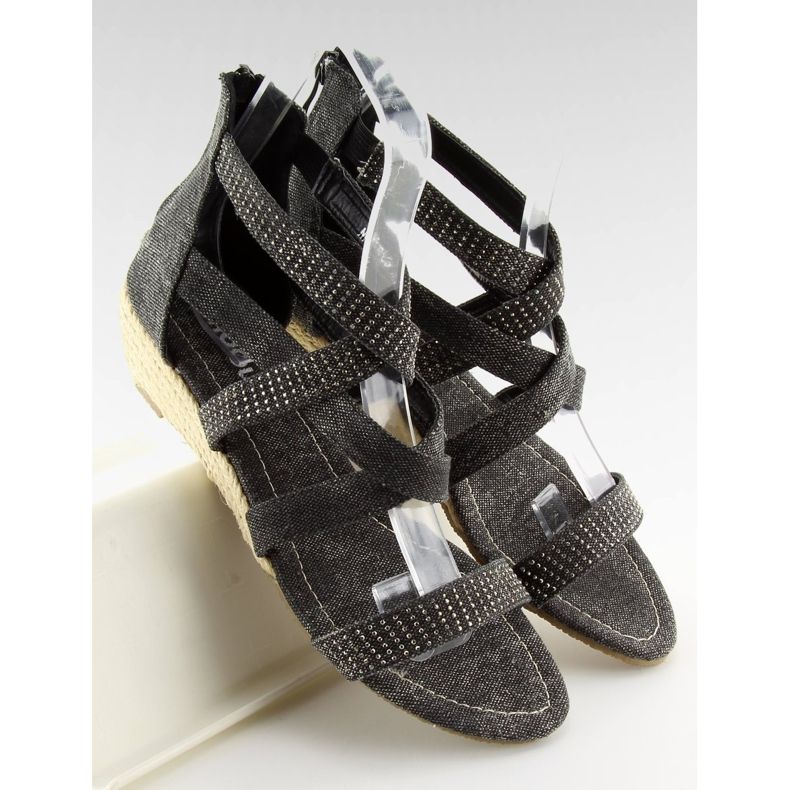Schwarze Espadrilles-Sandalen ME11783 Schwarz 1