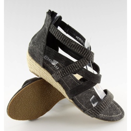 Schwarze Espadrilles-Sandalen ME11783 Schwarz 2