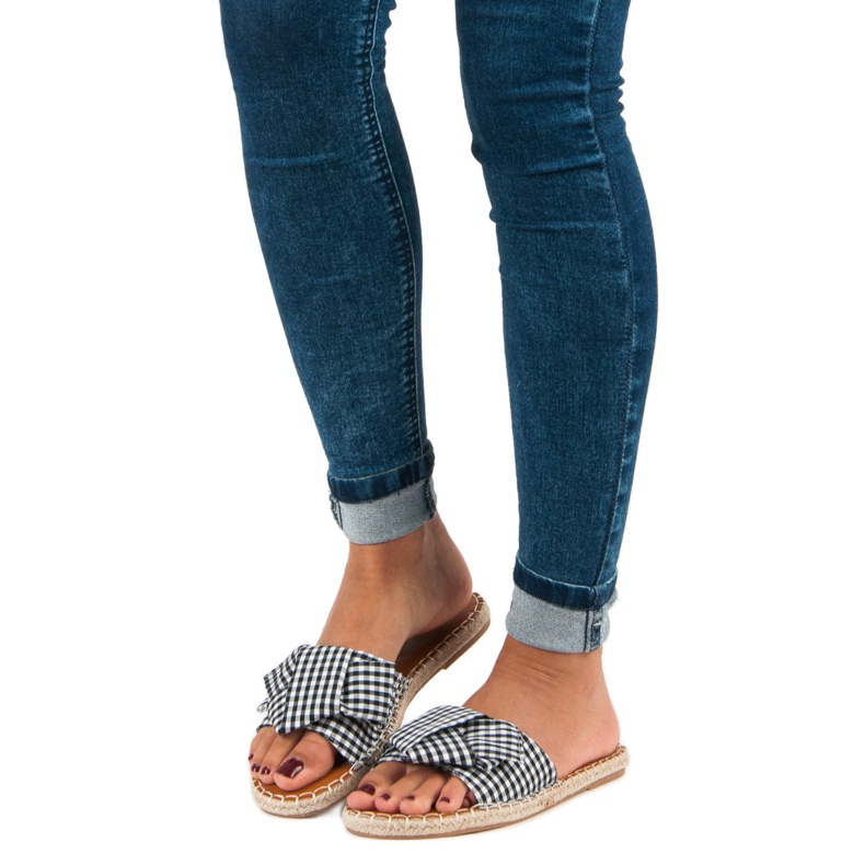 Seastar Karierte schwarze Pantoffeln weiß 1