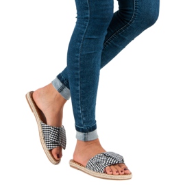 Seastar Karierte schwarze Pantoffeln weiß 2