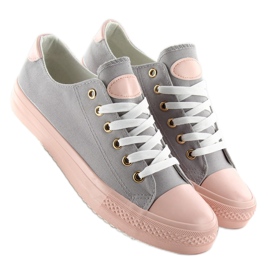 Turnschuhe auf einem farbigen Gummi W-3051 Grau / Pink 1