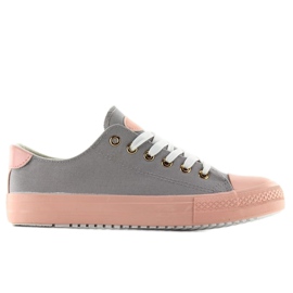Turnschuhe auf einem farbigen Gummi W-3051 Grau / Pink 2