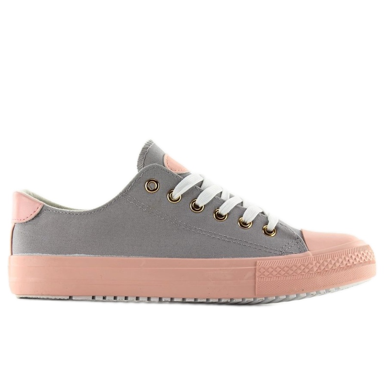 Turnschuhe auf einem farbigen Gummi W-3051 Grau / Pink 2