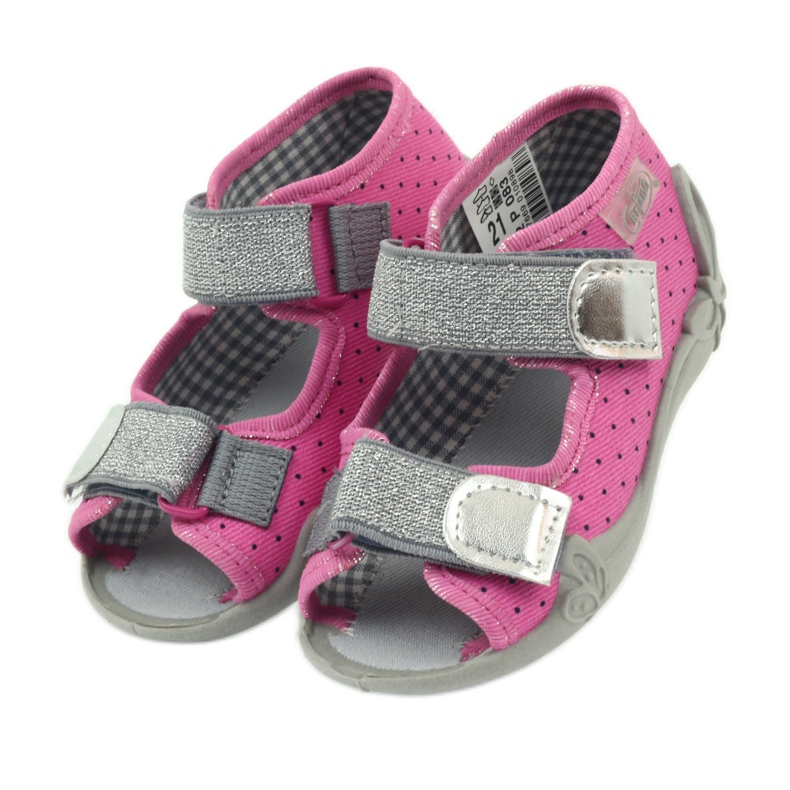 Befado 242p083 rosa Sandalen mit Tupfen schwarz grau 4