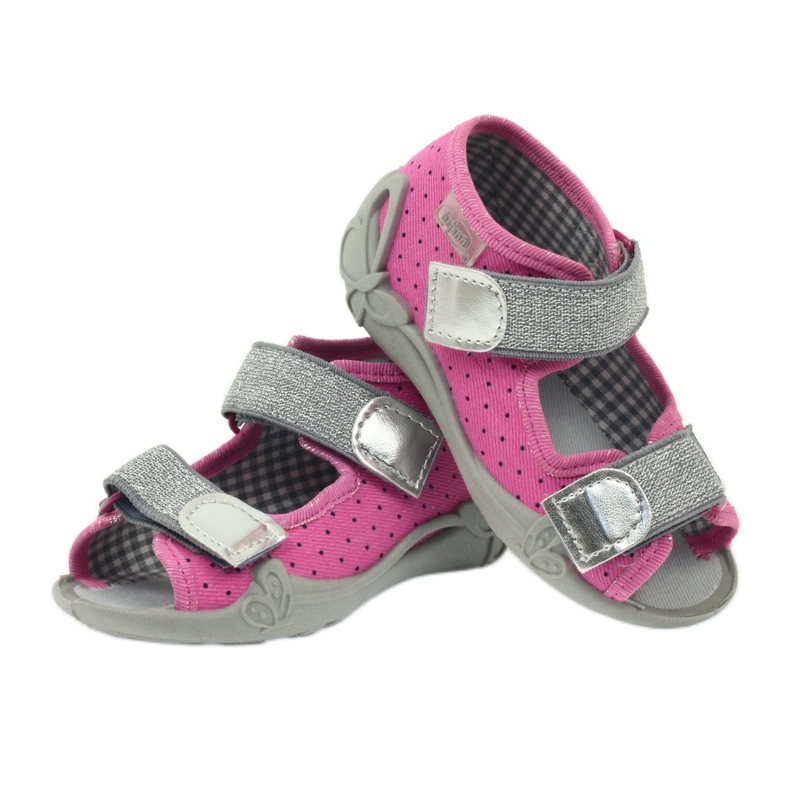 Befado 242p083 rosa Sandalen mit Tupfen schwarz grau 3