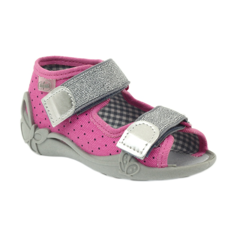 Befado 242p083 rosa Sandalen mit Tupfen schwarz grau 1