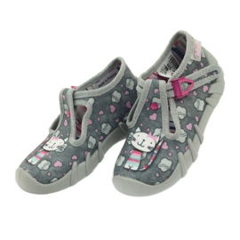 Kätzchen Befado 110p326 Hausschuhe weiß grau rosa 4