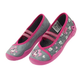 Befado Kinderschuhe Ballerinas Hausschuhe 116x238 grau rosa 4