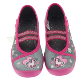 Befado Kinderschuhe Ballerinas Hausschuhe 116x238 grau rosa 3