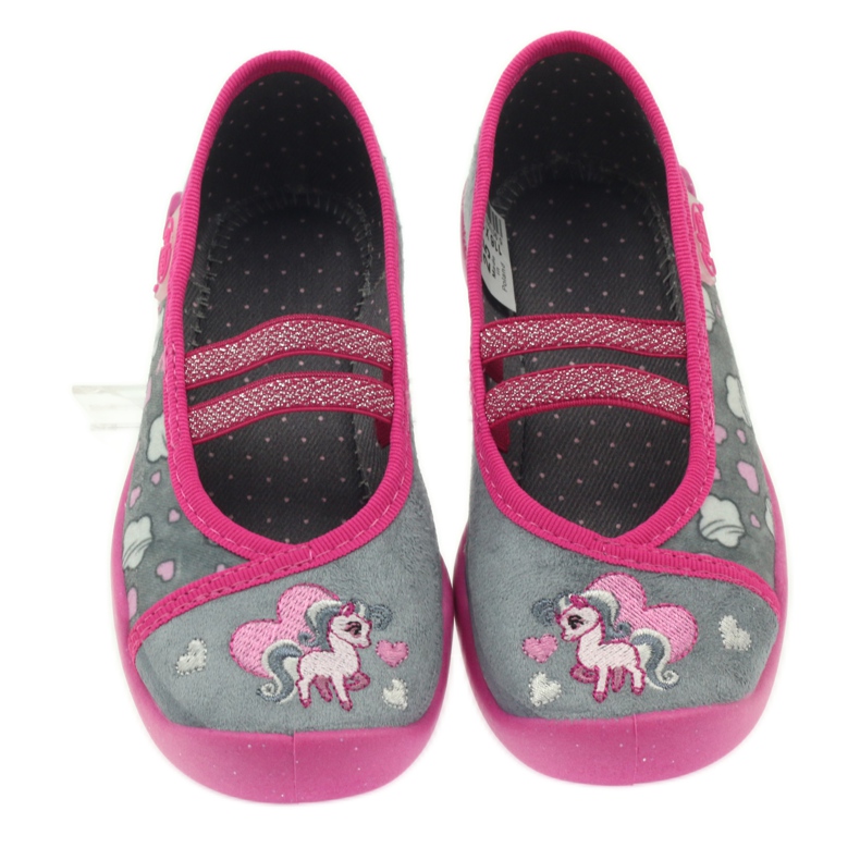 Befado Kinderschuhe Ballerinas Hausschuhe 116x238 grau rosa 3