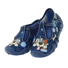 Befado 110p322 Hausschuhe auf Spangen mit einem Hund blau orange marineblau 4