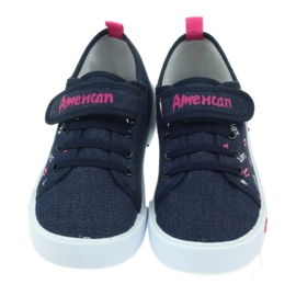 American Club Amerikanische Turnschuhe mit rosa Lippen navy blau 4