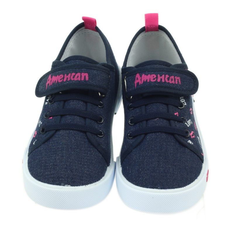 American Club Amerikanische Turnschuhe mit rosa Lippen navy blau 4