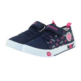 American Club Amerikanische Turnschuhe mit rosa Lippen navy blau 3