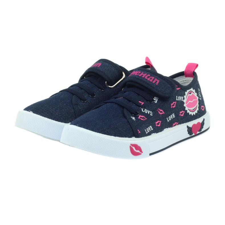 American Club Amerikanische Turnschuhe mit rosa Lippen navy blau 3