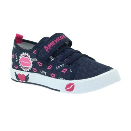 American Club Amerikanische Turnschuhe mit rosa Lippen navy blau 1