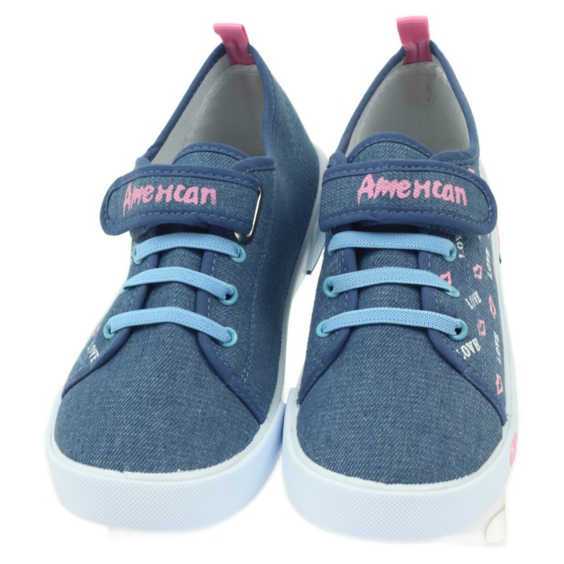 American Club Amerikanische Turnschuhe mit rosa Lippen navy blau 4
