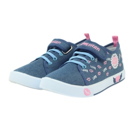 American Club Amerikanische Turnschuhe mit rosa Lippen navy blau 3