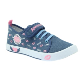 American Club Amerikanische Turnschuhe mit rosa Lippen navy blau 1