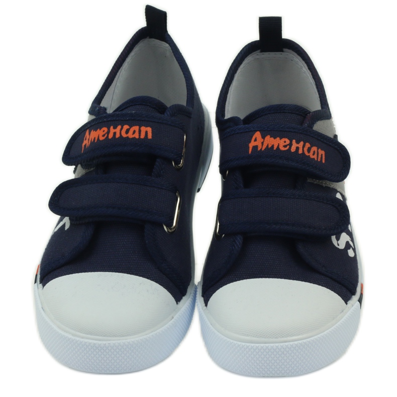American Club Kinderschuhe Turnschuhe mit einer Flagge Klettverschluss American Navy Blue weiß orange grau navy blau 4