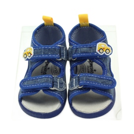 American Club Amerikanische Sandalen Kinderschuhe Lederinnensohle blau gelb 4