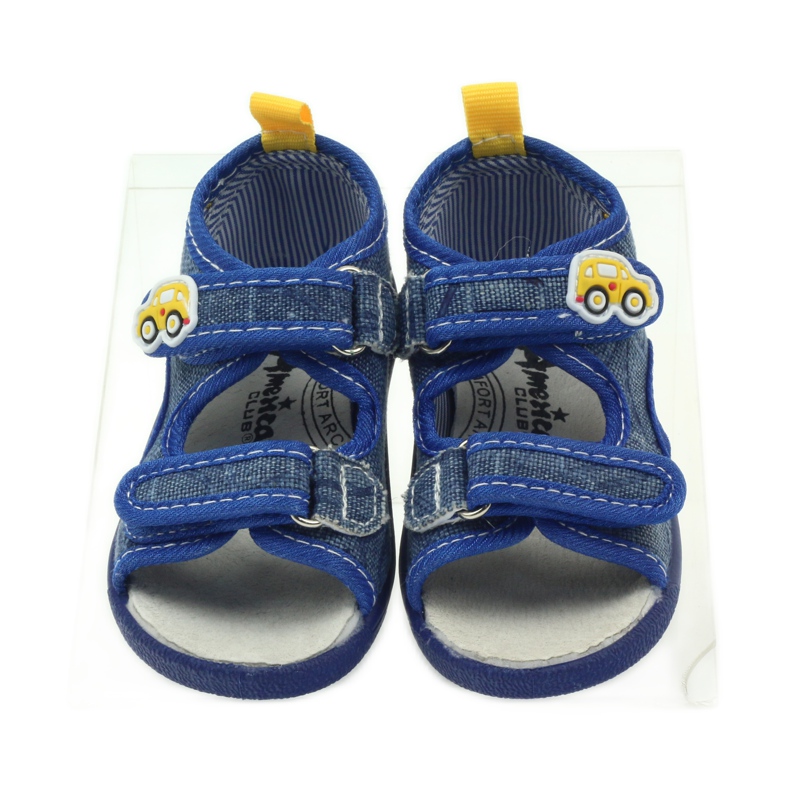 American Club Amerikanische Sandalen Kinderschuhe Lederinnensohle blau gelb 4