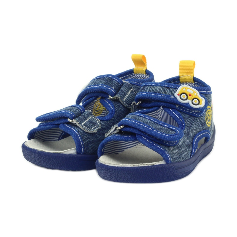 American Club Amerikanische Sandalen Kinderschuhe Lederinnensohle blau gelb 3