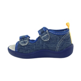 American Club Amerikanische Sandalen Kinderschuhe Lederinnensohle blau gelb 2