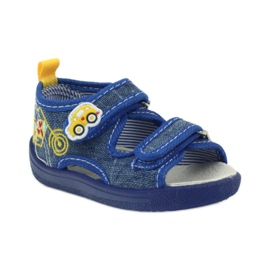 American Club Amerikanische Sandalen Kinderschuhe Lederinnensohle blau gelb 1