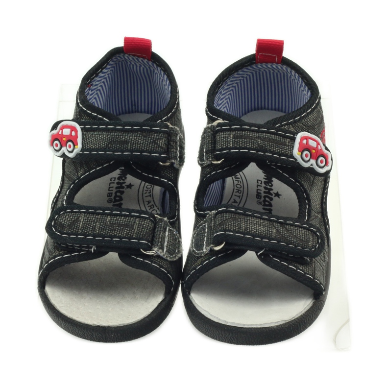 American Club Amerikanische Sandalen Kinderschuhe Lederinnensohle schwarz grau rot 4