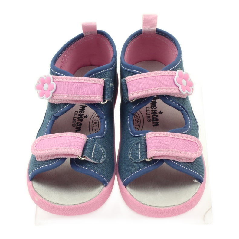 American Club Amerikanische Sandalen Kinderschuhe Lederinnensohle blau rosa 4