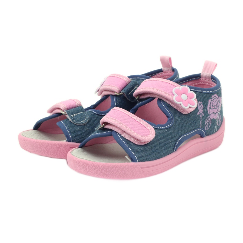 American Club Amerikanische Sandalen Kinderschuhe Lederinnensohle blau rosa 3