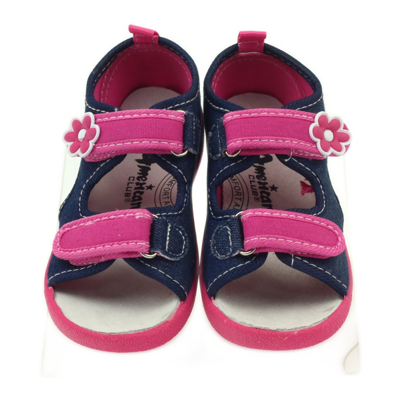 American Club Amerikanische Sandalen Kinderschuhe Lederinnensohle rosa marineblau 4