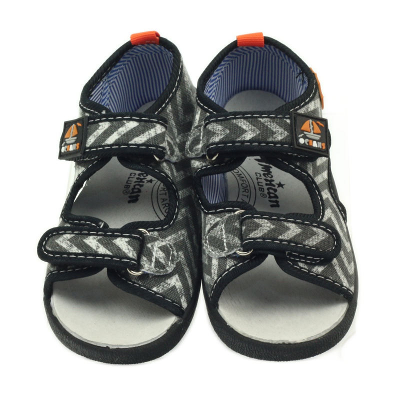 American Club Amerikanische Sandalen Kinderschuhe Lederinnensohle schwarz orange grau 4