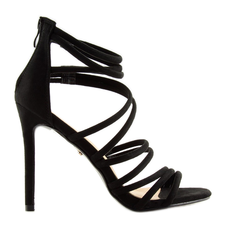 Schwarz LE039 schwarze Sandalen auf hohem Absatz 1